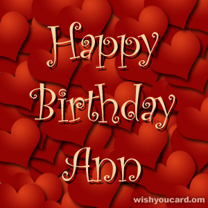 happy birthday Ann hearts card