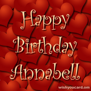 happy birthday Annabell hearts card