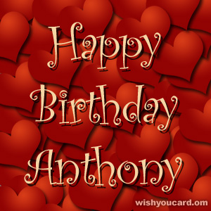 happy birthday Anthony hearts card