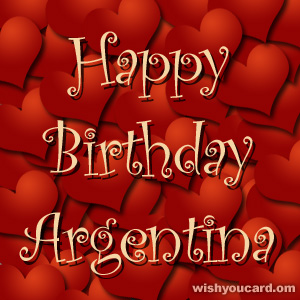 happy birthday Argentina hearts card