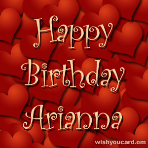 happy birthday Arianna hearts card