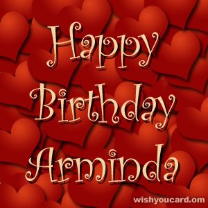 happy birthday Arminda hearts card