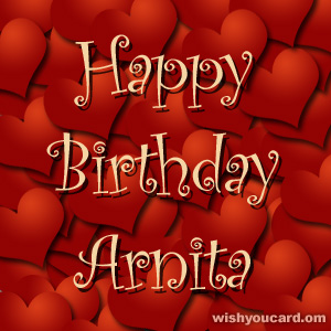 happy birthday Arnita hearts card
