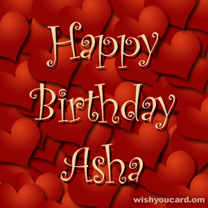 happy birthday Asha hearts card