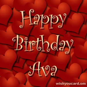 happy birthday Ava hearts card