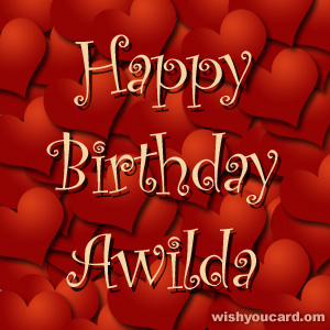 happy birthday Awilda hearts card