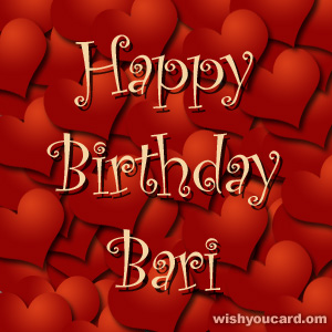 happy birthday Bari hearts card