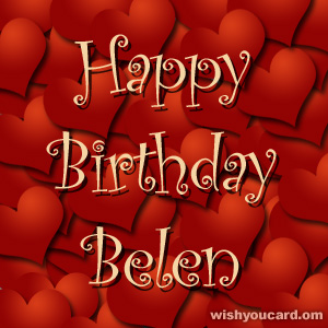 happy birthday Belen hearts card
