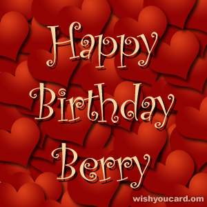 happy birthday Berry hearts card