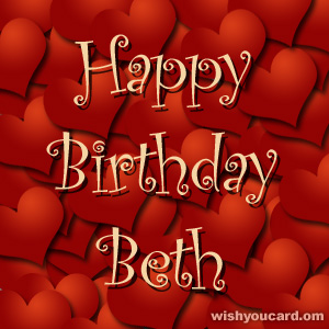happy birthday Beth hearts card