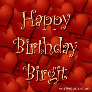 happy birthday Birgit hearts card