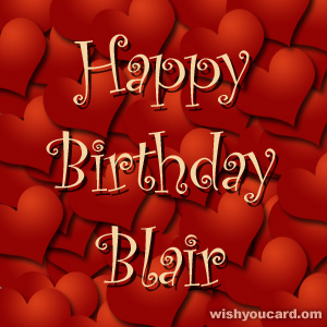 happy birthday Blair hearts card