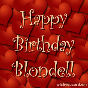 happy birthday Blondell hearts card