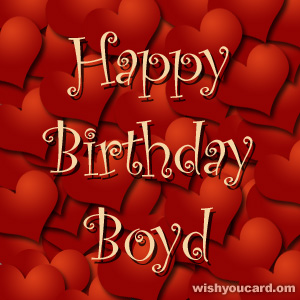happy birthday Boyd hearts card
