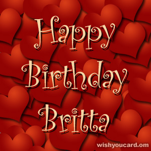 happy birthday Britta hearts card