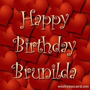 happy birthday Brunilda hearts card