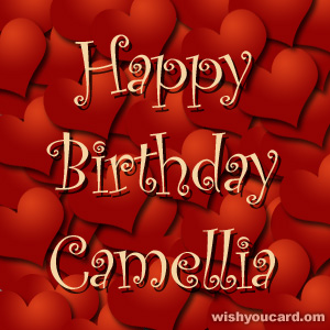 happy birthday Camellia hearts card