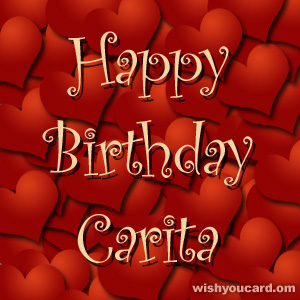 happy birthday Carita hearts card