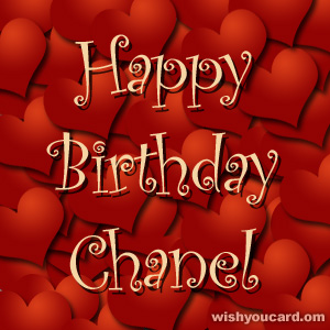 happy birthday Chanel hearts card