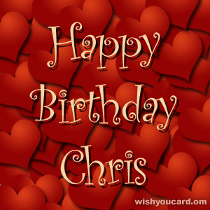 happy birthday Chris hearts card