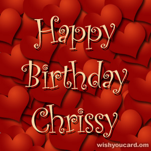 happy birthday Chrissy hearts card