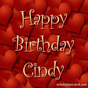 happy birthday Cindy hearts card