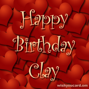 happy birthday Clay hearts card