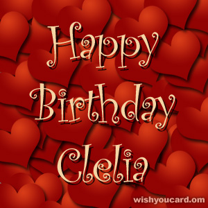 happy birthday Clelia hearts card