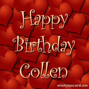 happy birthday Collen hearts card
