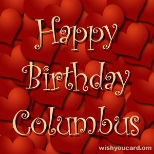 happy birthday Columbus hearts card