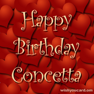 happy birthday Concetta hearts card