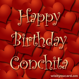 happy birthday Conchita hearts card