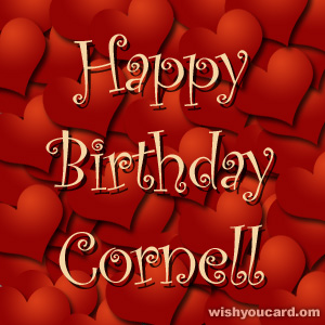 happy birthday Cornell hearts card