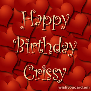 happy birthday Crissy hearts card