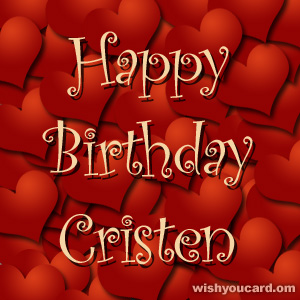 happy birthday Cristen hearts card