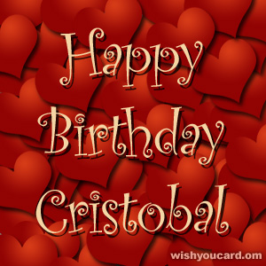 happy birthday Cristobal hearts card