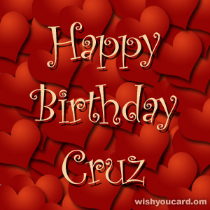 happy birthday Cruz hearts card