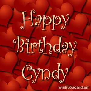 happy birthday Cyndy hearts card
