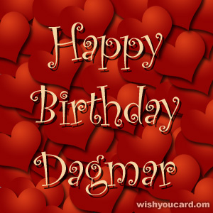 happy birthday Dagmar hearts card