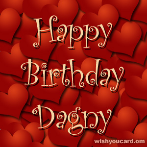 happy birthday Dagny hearts card