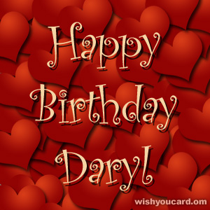 happy birthday Daryl hearts card