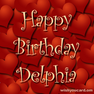 happy birthday Delphia hearts card