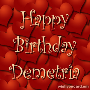 happy birthday Demetria hearts card