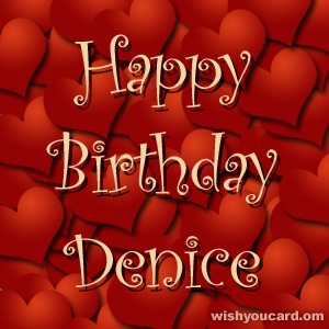 happy birthday Denice hearts card
