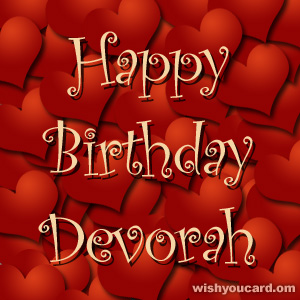 happy birthday Devorah hearts card