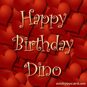 happy birthday Dino hearts card