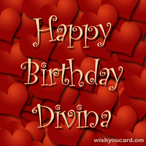 happy birthday Divina hearts card