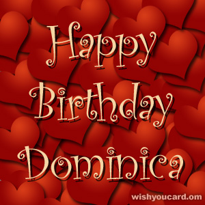 happy birthday Dominica hearts card