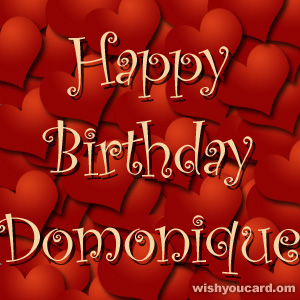 happy birthday Domonique hearts card