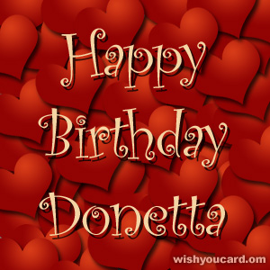 happy birthday Donetta hearts card